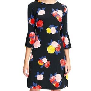 TOMMY HILFIGER Floral Bell Sleeve Jersey Knit Shift Dress Size 2 XS S